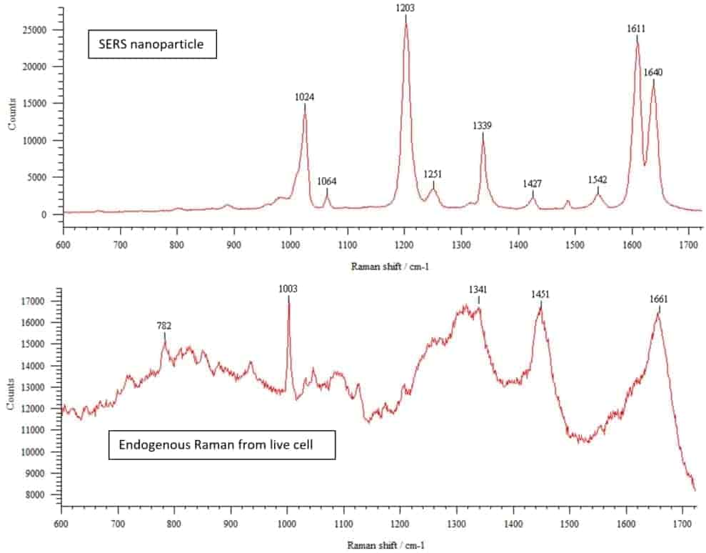 graph image of Raman shift to Counts